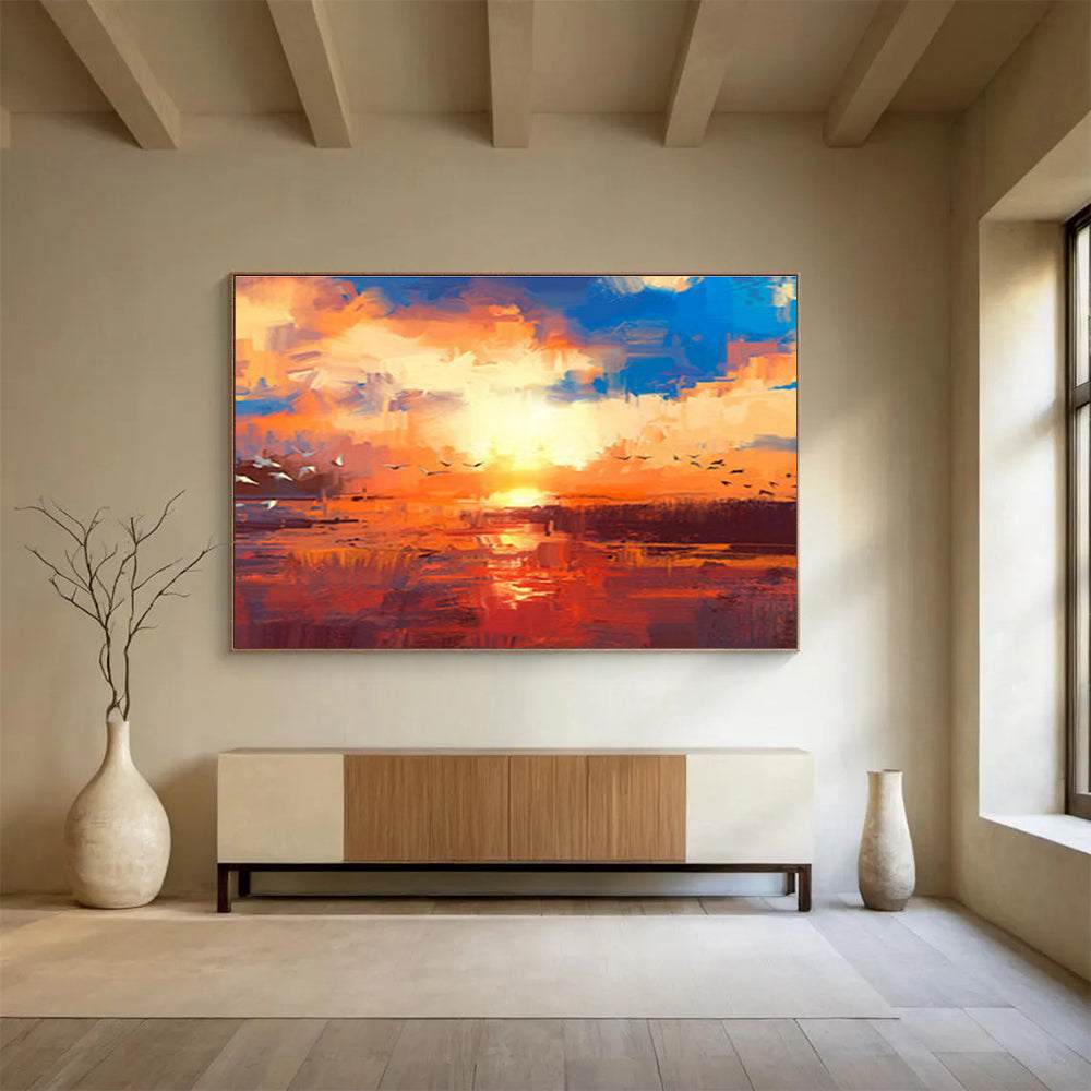 sunset bird abstract canvas design 4